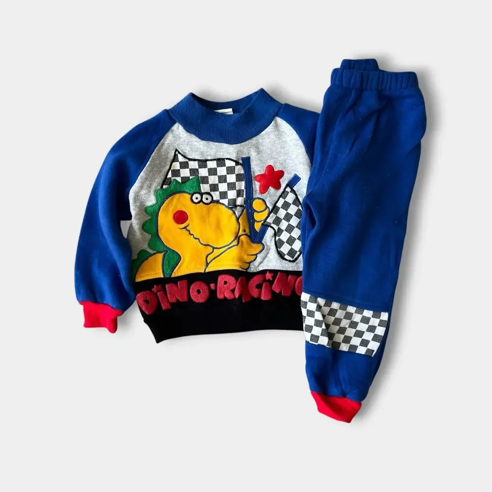 Vintage Little Rebels Dino Racing Sweatsuit 3T